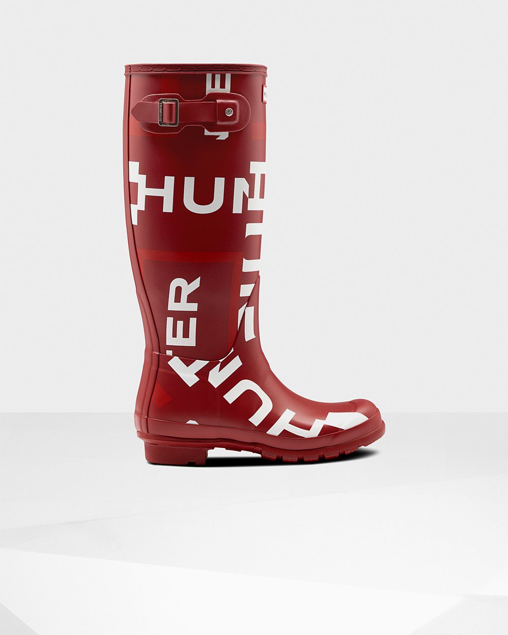 Hoge Regenlaarzen Dames - Hunter Original Exploded Logo - Grijs Rood - 83EZDYBMR